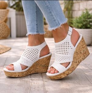 Jellypop NEW Hestia Costal Boho Platform Woven Lattice Wedge Sandal 6.5M